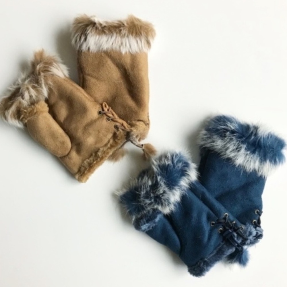 Fingerless Fur Trim Gloves - Picture 6 of 6